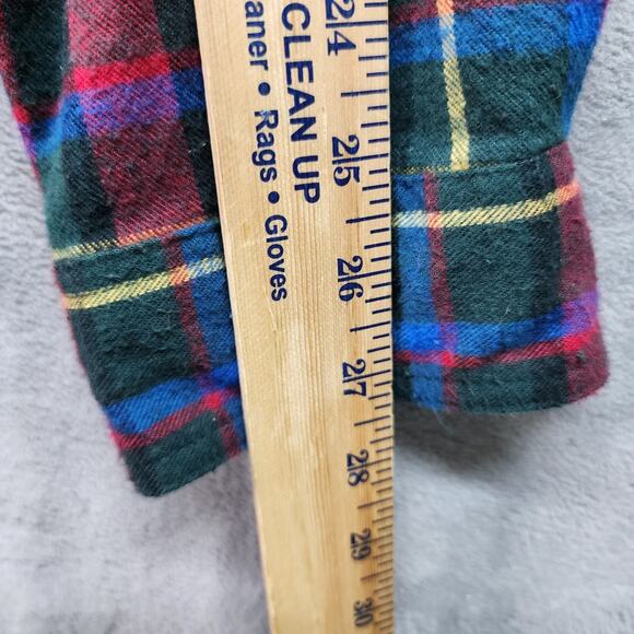 L.L Bean Traditional Fit Flannel Shirt Men XLARGE Green Red Western Scotch Plaid - Picture 9 of 11